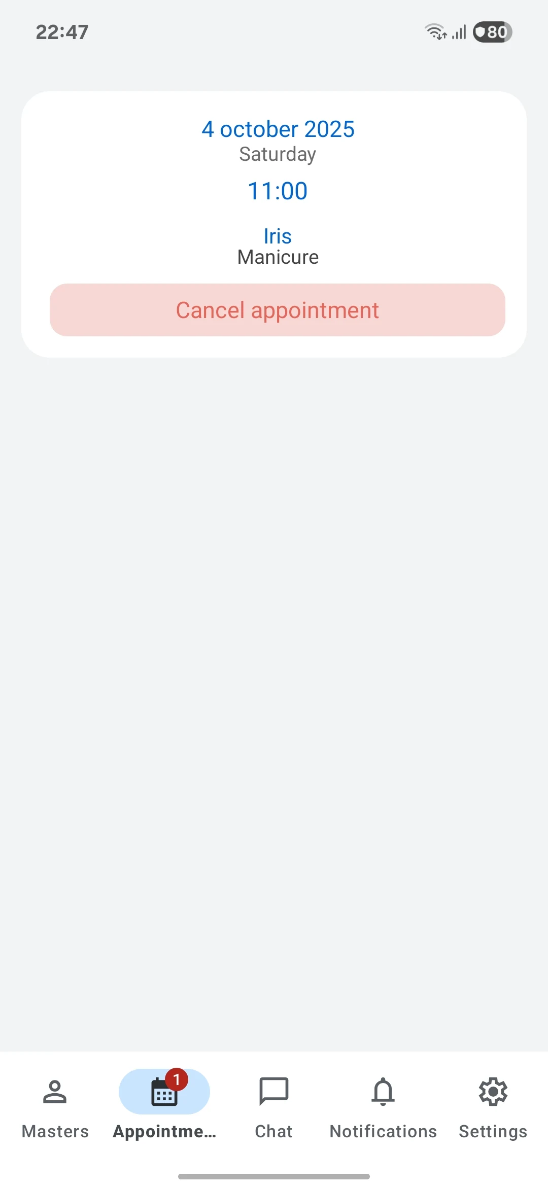 Check in Beauty Client screenshot